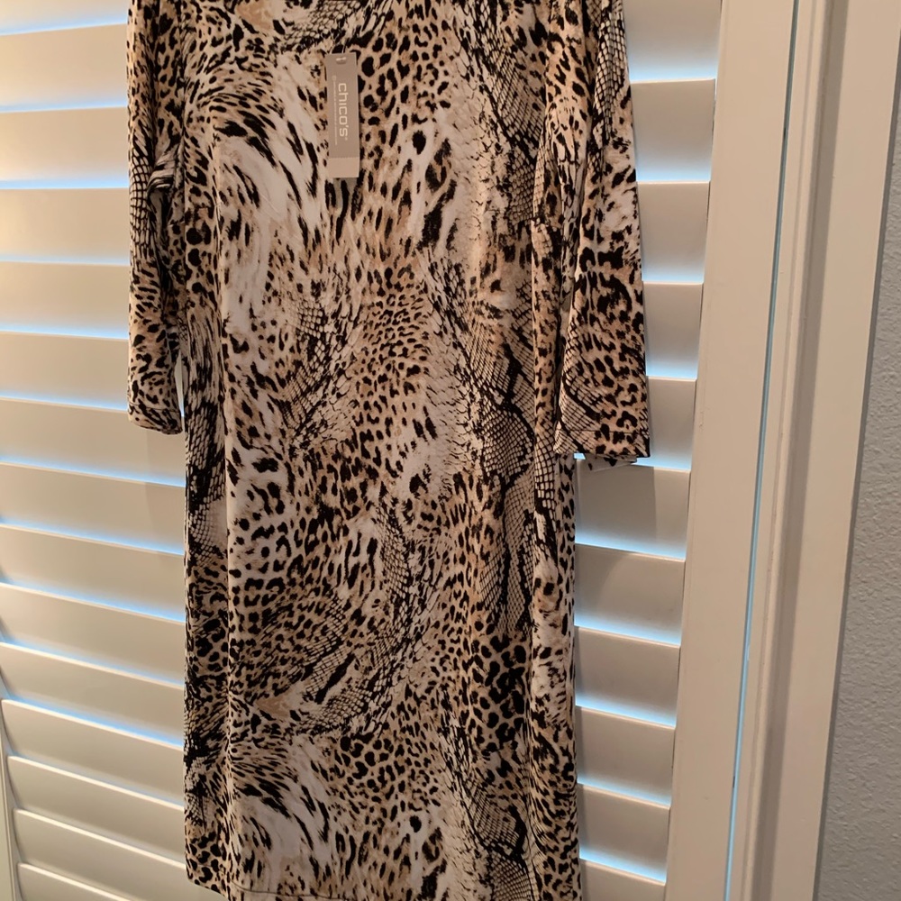 Leopard print 3/4 sleeve dress